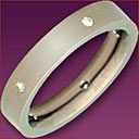 Titanium - Five Diamonds 4mm COURT/Flat shape ring (LR653D5) 